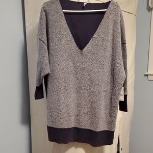 Free People Two-Tone V-Neck Sweater